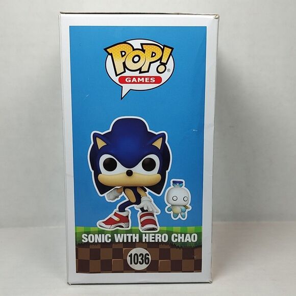 Funko Pop! Games Sonic the Hedgehog & Hero Chao 1036 Vinyl Figures Flocked NEW - Picture 5 of 16